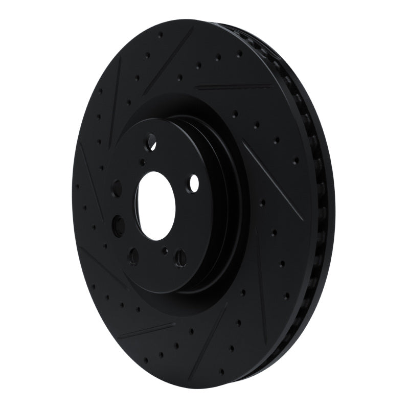 R1 Concepts R1 11-25 Lexus IS200T Left Front Drilled & Slotted Black Brake Rotor