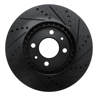 R1 Concepts R1 88-98 Saab 9000 Front Left Drilled & Slotted Black Brake Rotor