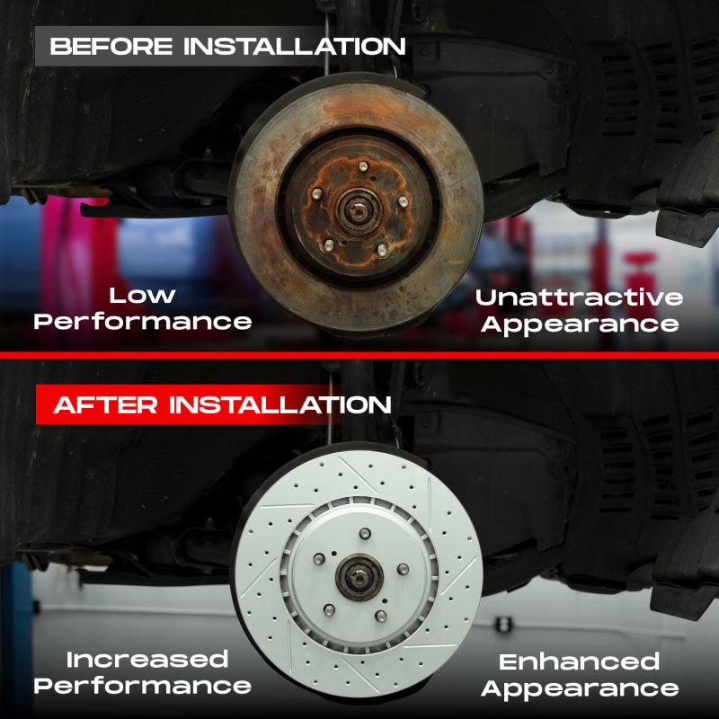 R1 Concepts R1 07-19 BMW X6 Front & Rear Drill/Slot Carbon Coated Rotor Set w/Euro Ceramic Pads