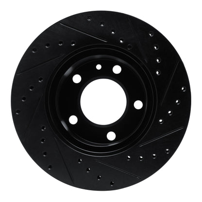 R1 Concepts R1 82-89 BMW 635CSI Front Left Drilled & Slotted Black Brake Rotor