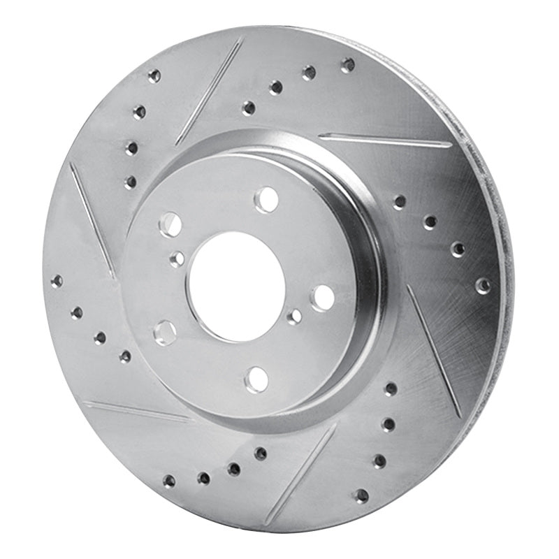 R1 Concepts R1 17-23 Subaru Impreza Front Left Drilled & Slotted Silver Brake Rotor