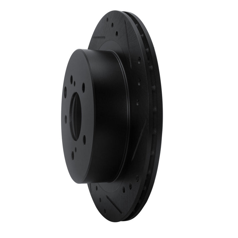 R1 Concepts R1 89-96 Nissan 300ZX Rear Right Drilled & Slotted Black Brake Rotor