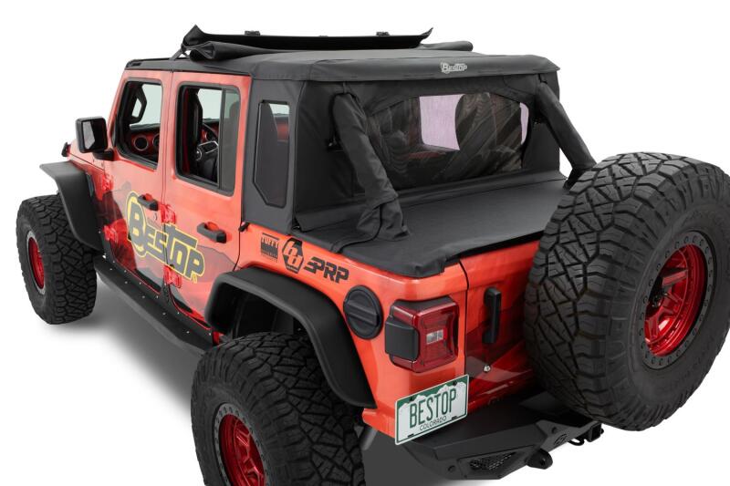 Bestop 18-26 Jeep Wrangler JL 4-Door Halftop Soft Top (Premium Black Twill)