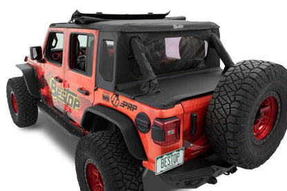 Bestop 18-26 Jeep Wrangler JL 4-Door Halftop Soft Top (Premium Black Twill)