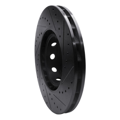 R1 Concepts R1 00-03 BMW M5 Right Front Drilled & Slotted Black Brake Rotor