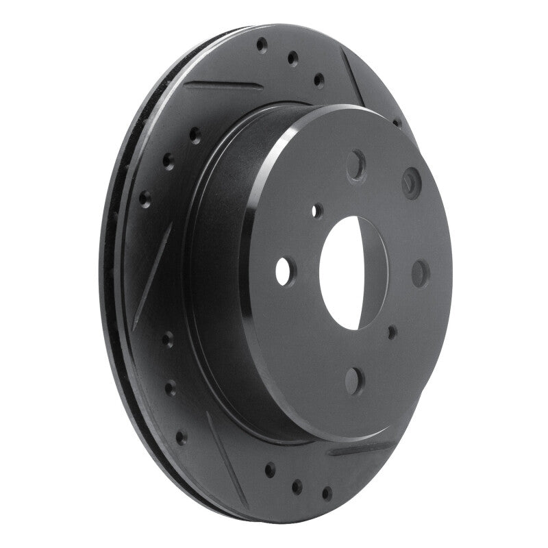 R1 Concepts R1 84-88 Toyota Cressida Rear Right Drilled & Slotted Black Brake Rotor