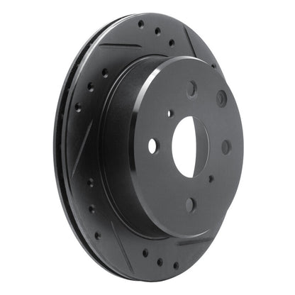R1 Concepts R1 84-88 Toyota Cressida Rear Right Drilled & Slotted Black Brake Rotor