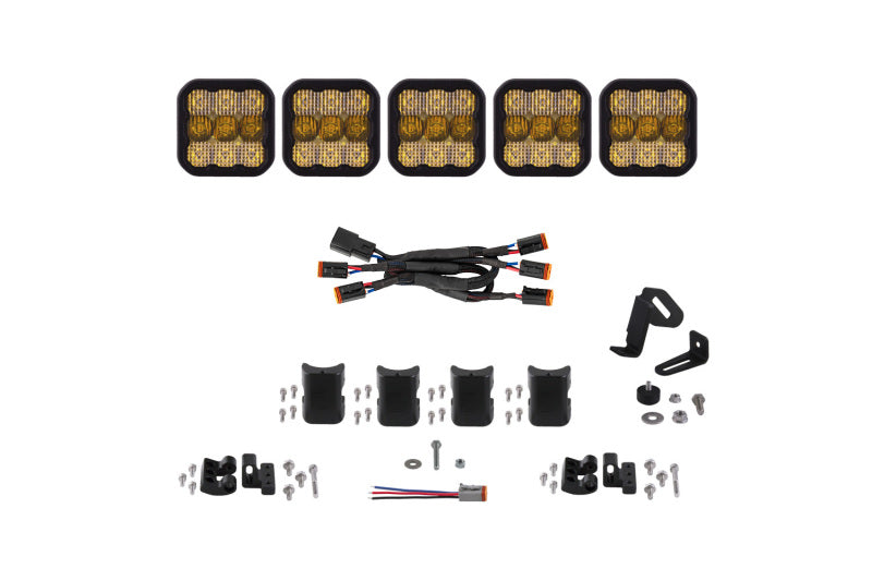 Diode Dynamics SS5 Pro Universal CrossLink 5-Pod Lightbar - Yellow Combo
