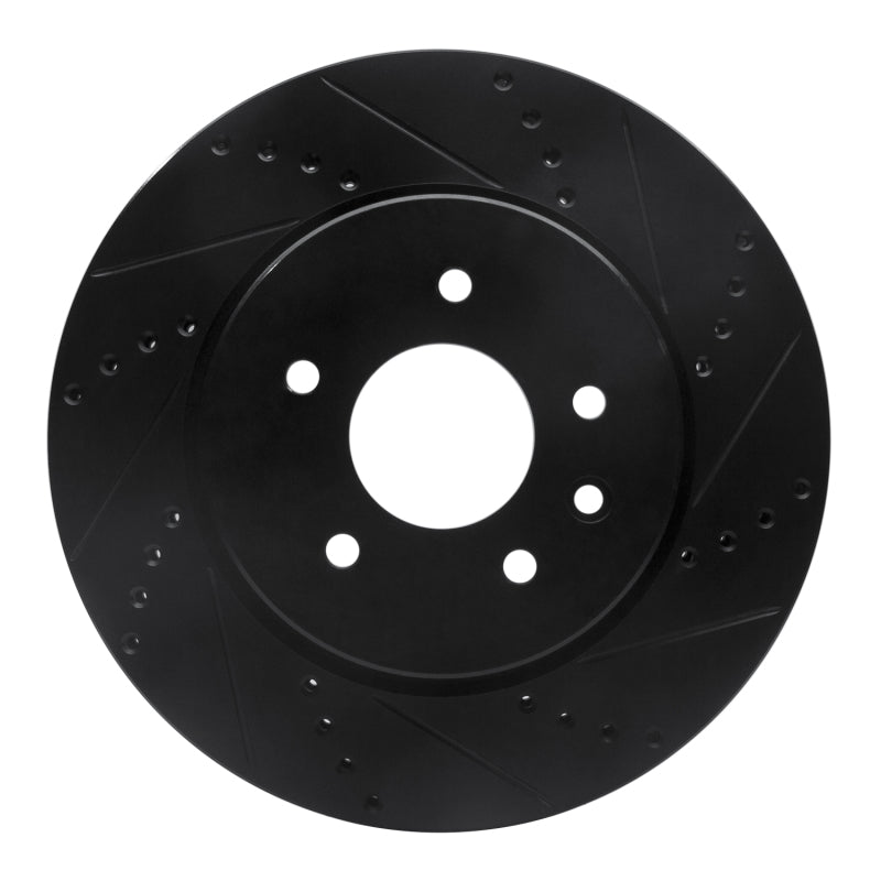 R1 Concepts R1 00-06 Jaguar XJR Rear Right Drilled & Slotted Black Brake Rotor