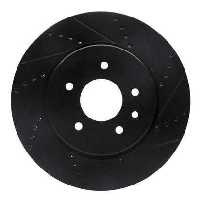 R1 Concepts R1 00-06 Jaguar XJR Rear Right Drilled & Slotted Black Brake Rotor
