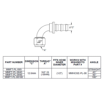 Mishimoto 90 Degree Push Lock Fitting - 8AN