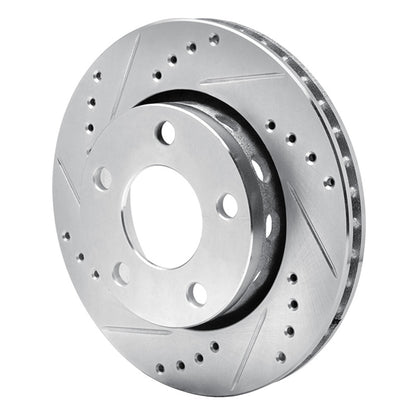 R1 Concepts R1 00-02 Audi S4 Rear Left Drilled & Slotted Silver Brake Rotor