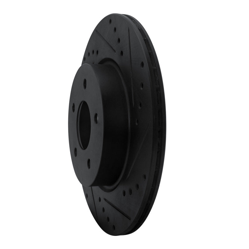 R1 Concepts R1 19-24 Infiniti QX50 Rear Right Drilled & Slotted Black Brake Rotor