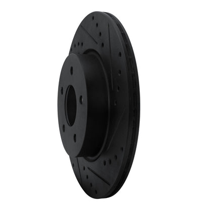 R1 Concepts R1 19-24 Infiniti QX50 Rear Right Drilled & Slotted Black Brake Rotor