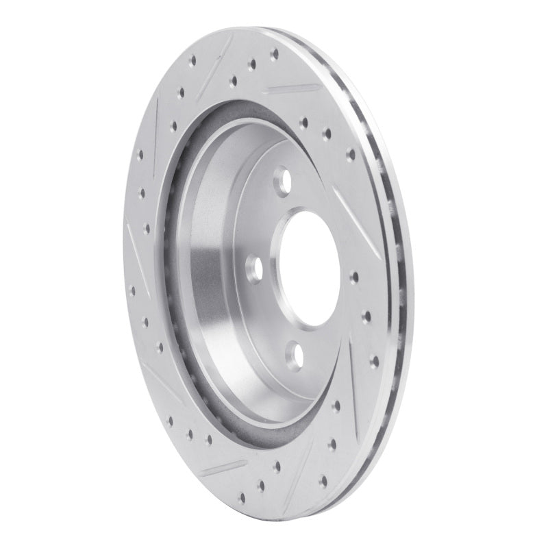R1 Concepts R1 94-04 Ford Mustang Rear Right Drilled & Slotted Silver Brake Rotor
