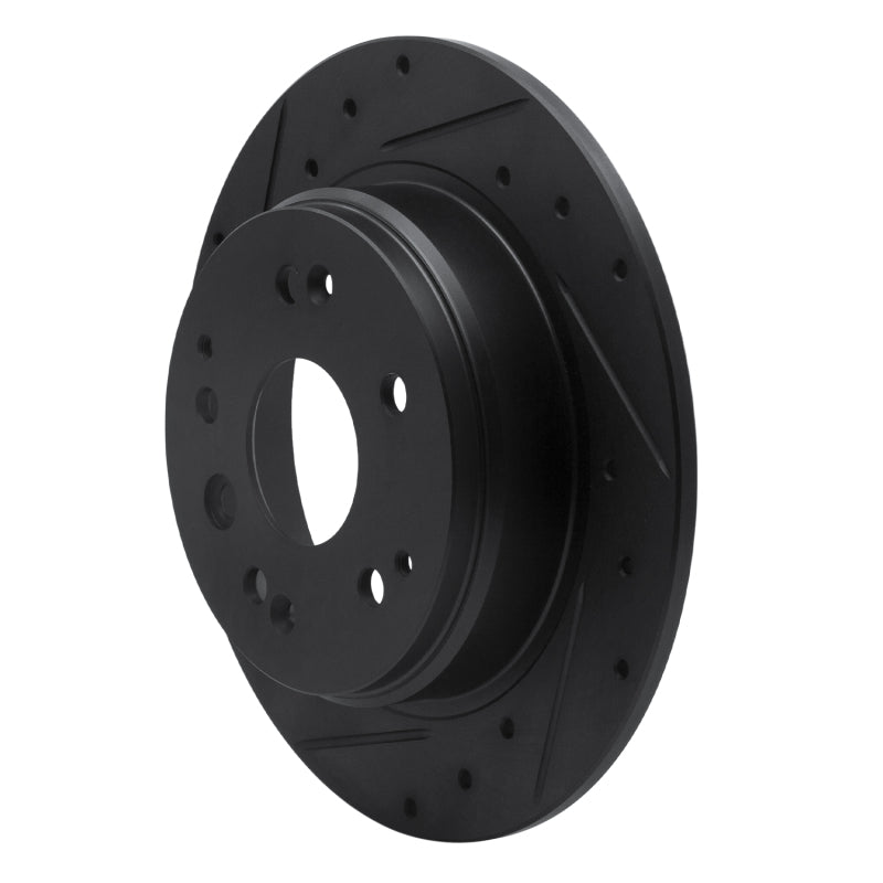 R1 Concepts R1 99-11 Acura TL Rear Left Drilled & Slotted Black Brake Rotor