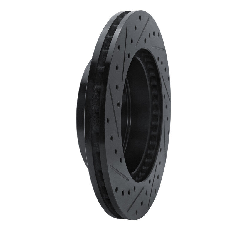 R1 Concepts R1 94-96 Ford F-150 4WD Front Right Drilled & Slotted Black Brake Rotor