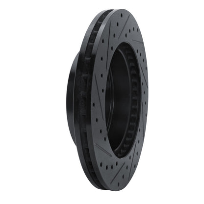 R1 Concepts R1 94-96 Ford F-150 4WD Front Right Drilled & Slotted Black Brake Rotor