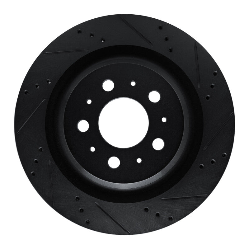 R1 Concepts R1 2017-2025 Tesla Model 3 Rear Right Drilled & Slotted Black Brake Rotor