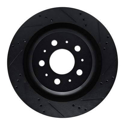 R1 Concepts R1 2017-2025 Tesla Model 3 Rear Right Drilled & Slotted Black Brake Rotor