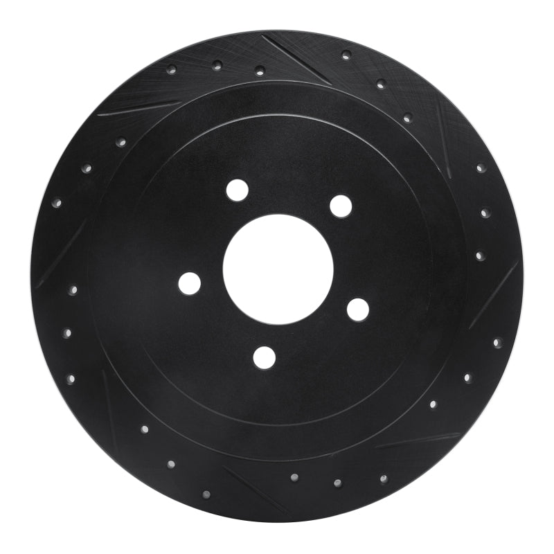 R1 Concepts R1 03-11 Lincoln Town Car Rear Right Drilled & Slotted Black Brake Rotor
