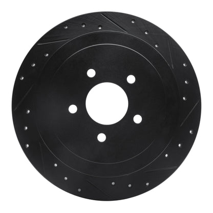 R1 Concepts R1 03-11 Lincoln Town Car Rear Right Drilled & Slotted Black Brake Rotor