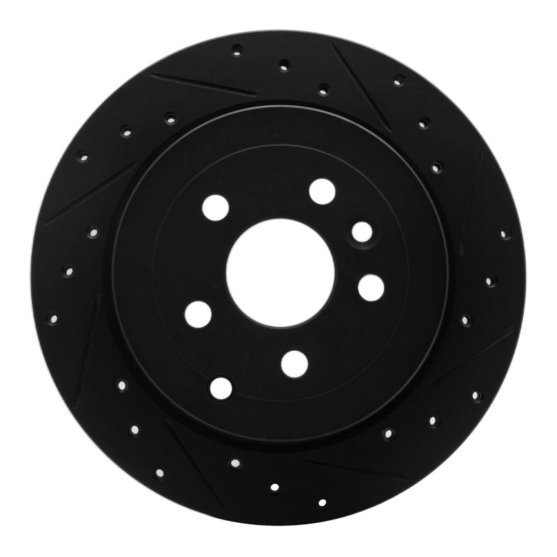 R1 Concepts R1 08-12 Land Rover LR2 Rear Right Drilled & Slotted Black Brake Rotor