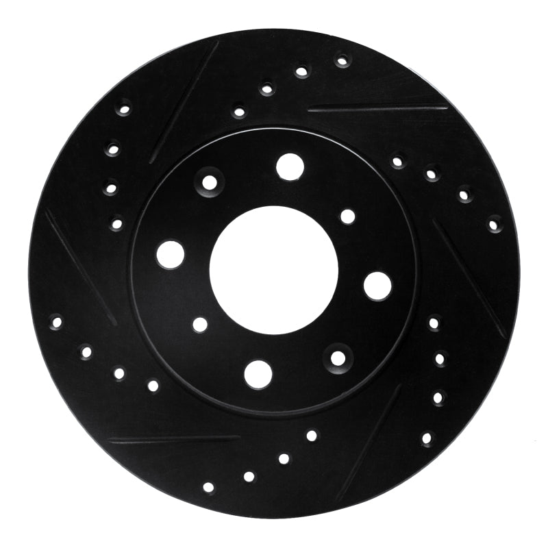 R1 Concepts R1 84-90 Honda Accord Hatchback Front Left Drilled & Slotted Black Brake Rotor