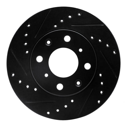 R1 Concepts R1 84-90 Honda Accord Hatchback Front Left Drilled & Slotted Black Brake Rotor