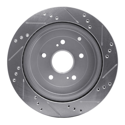 R1 Concepts R1 09-17 Suzuki Grand Vitara Rear Left Drilled & Slotted Silver Brake Rotor