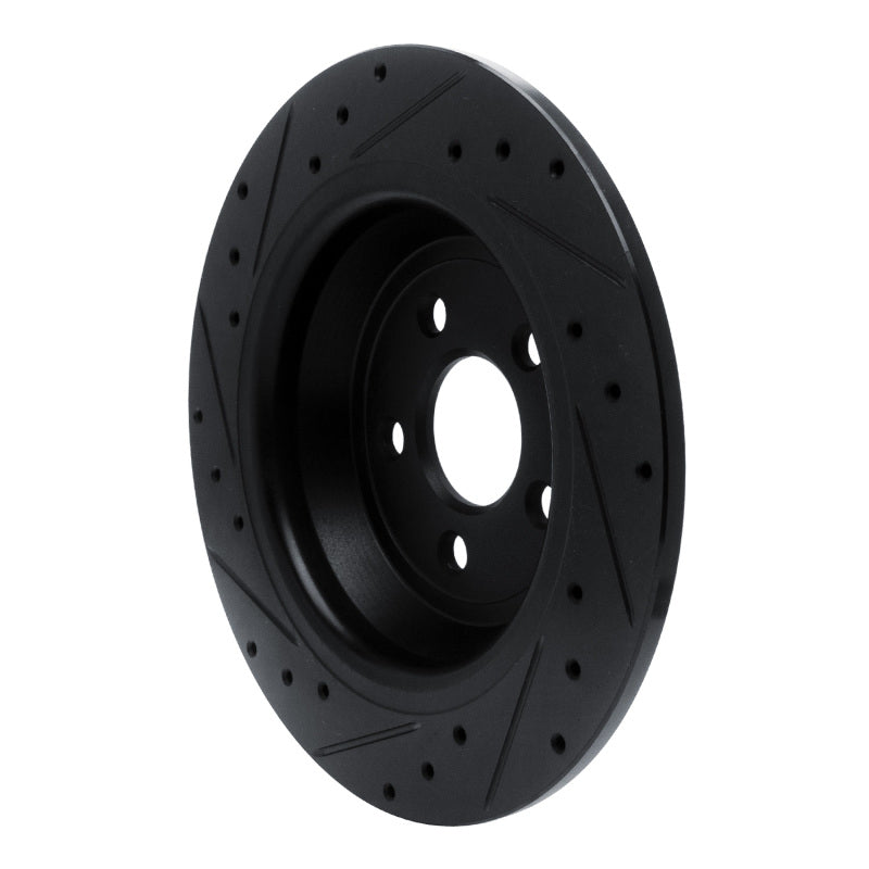 R1 Concepts R1 15-24 Ford Fusion Rear Right Drilled & Slotted Black Brake Rotor