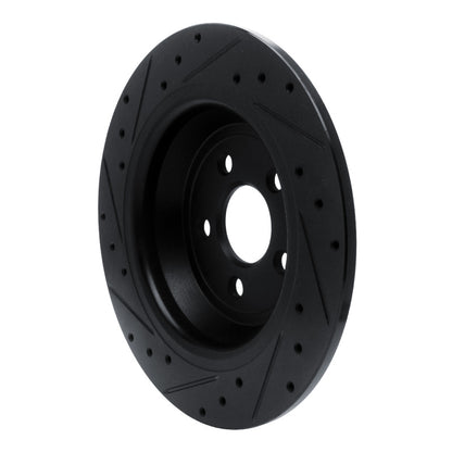 R1 Concepts R1 15-24 Ford Fusion Rear Right Drilled & Slotted Black Brake Rotor