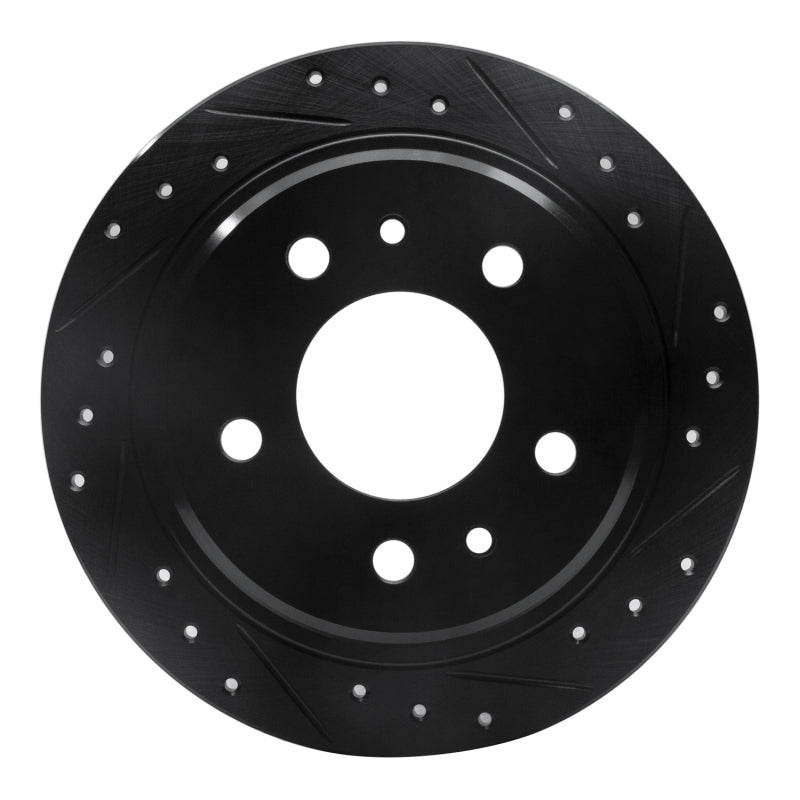 R1 Concepts R1 82-89 BMW 524TD Rear Right Drilled & Slotted Black Brake Rotor