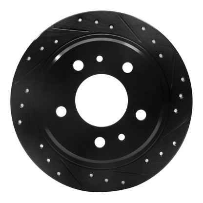 R1 Concepts R1 82-89 BMW 524TD Rear Right Drilled & Slotted Black Brake Rotor