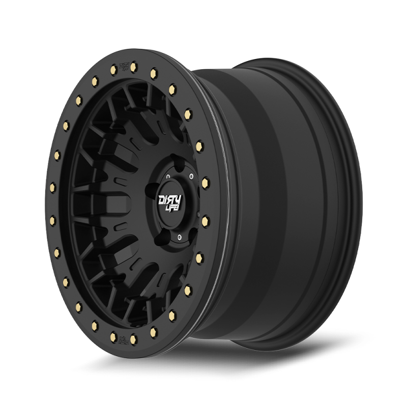 Dirty Life DT-3 17X9 6x139.7 -12 Offset - Satin Black w/ Simulated Beadlock