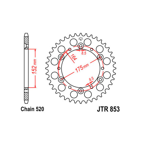 JT JTR853,45 Chain Sprocket