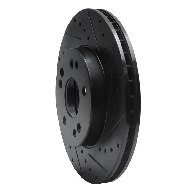 R1 Concepts R1 90-95 Mercedes-Benz 300CE Front Right Drilled & Slotted Black Brake Rotor