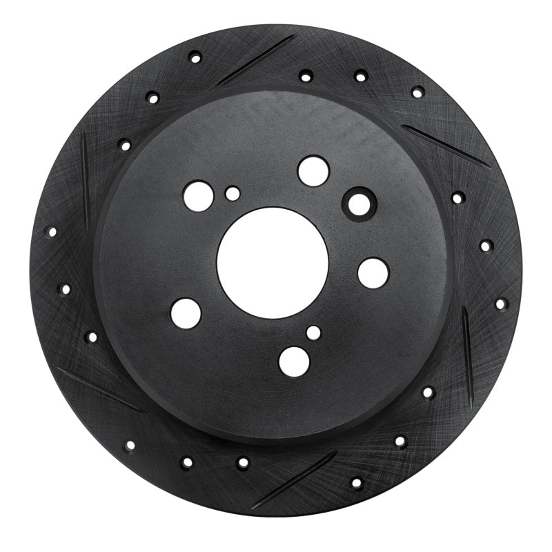 R1 Concepts R1 96-99 Toyota Celica Rear Left Drilled & Slotted Black Brake Rotor