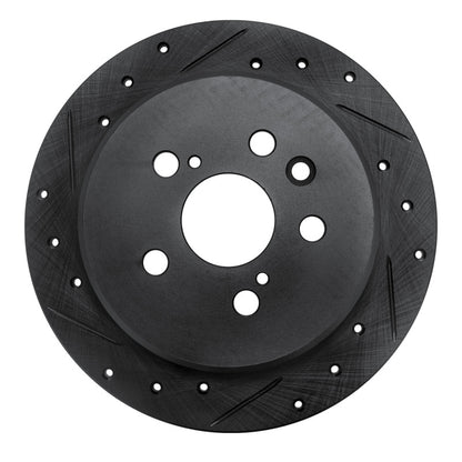 R1 Concepts R1 96-99 Toyota Celica Rear Left Drilled & Slotted Black Brake Rotor