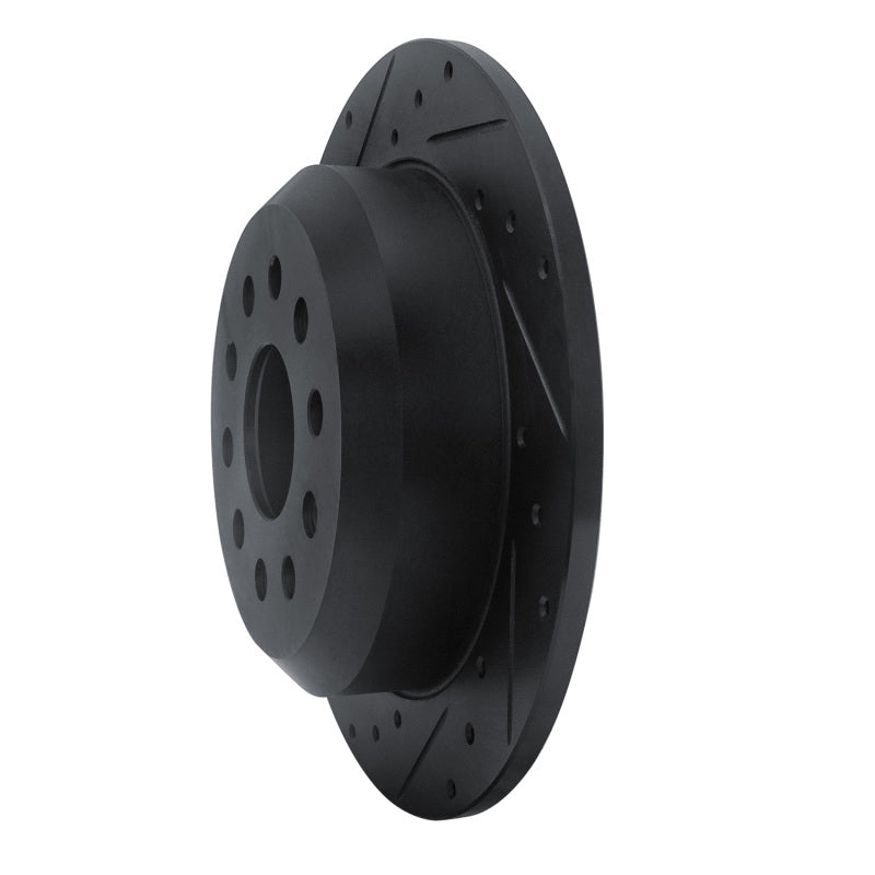 R1 Concepts R1 18-25 Jeep Wrangler Rear Left Drilled & Slotted Black Brake Rotor