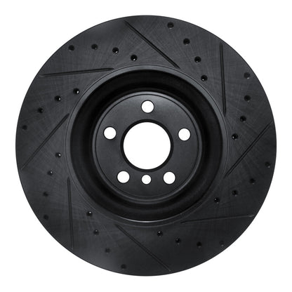 R1 Concepts R1 16-25 BMW 430I Rear Left Drilled & Slotted Black Brake Rotor