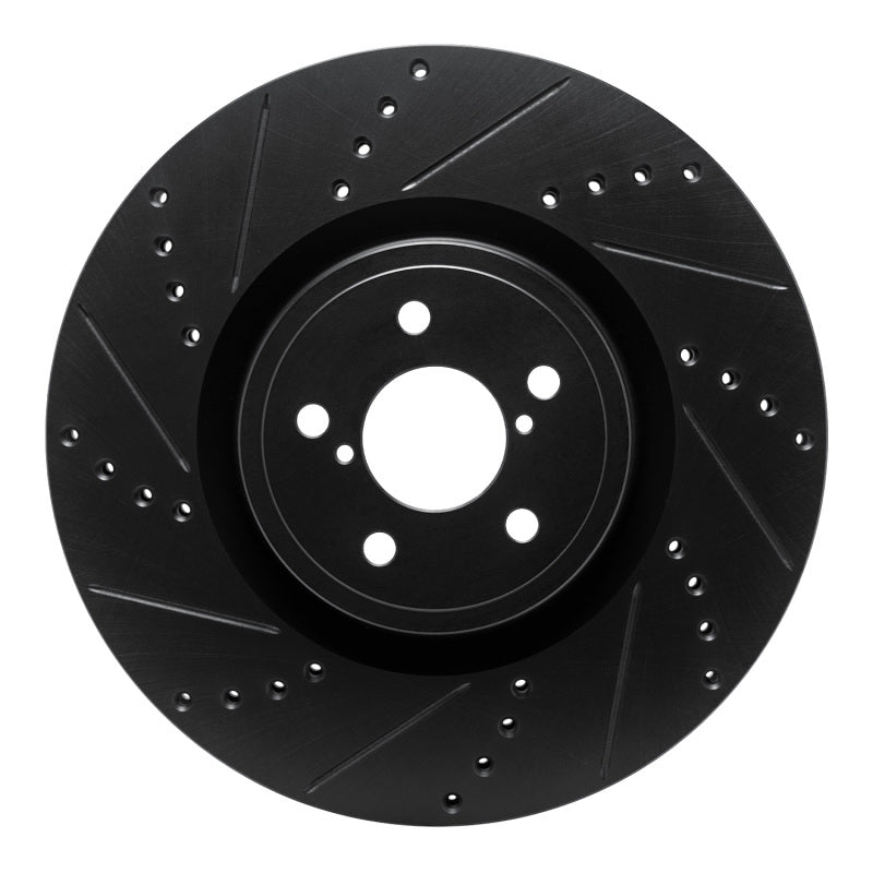 R1 Concepts R1 03-25 Subaru Impreza Front Left Drilled & Slotted Black Brake Rotor