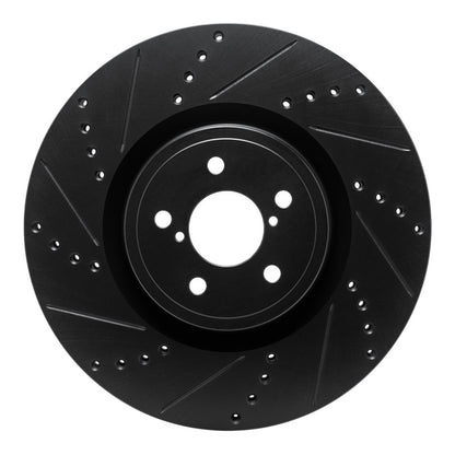 R1 Concepts R1 03-25 Subaru Impreza Front Left Drilled & Slotted Black Brake Rotor