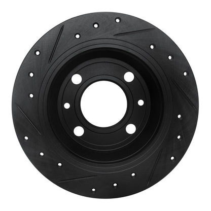 R1 Concepts R1 86-98 Saab 9000 Rear Right Drilled & Slotted Black Brake Rotor