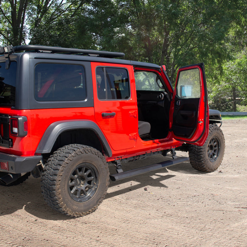 Go Rhino RealTruck 18-24 Jeep Wrangler 4dr VoltStep Electric Running Board Kit (Drilling Req.) - Tex. Blk