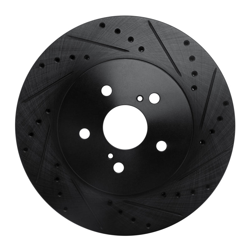 R1 Concepts R1 04-09 Lexus RX350 Front Right Drilled & Slotted Black Brake Rotor