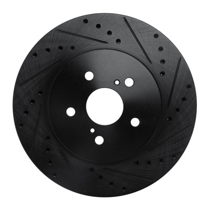 R1 Concepts R1 04-09 Lexus RX350 Front Right Drilled & Slotted Black Brake Rotor