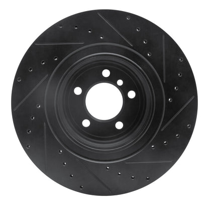 R1 Concepts R1 07-08 BMW ALPINA B7 Rear Left Drilled & Slotted Black Brake Rotor
