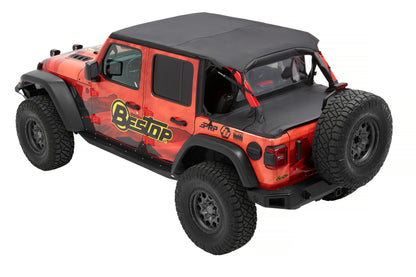 Bestop 18-23 Jeep Wrangler JL 4-Door Header Safari Cable Style Bikini (Black Diamond)