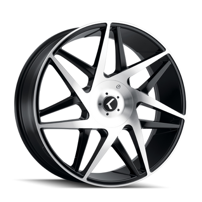 Kraze Wheels Kraze KR192 Phase 22x8.5 / 5x115/120 BP / 38mm Offset / 74.1mm Hub Gloss Black Machined Wheel